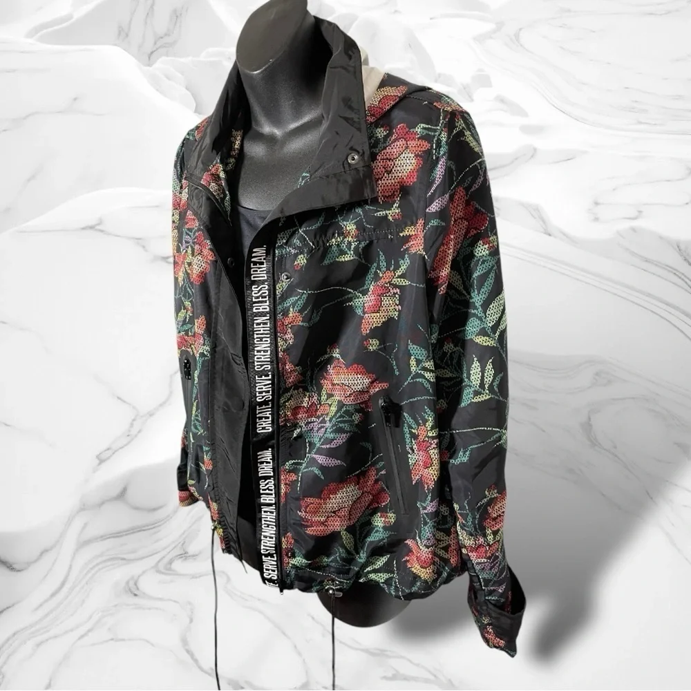 Lularoe Floral Windbreaker Jacket Create Serve Strengthen Bless Dream Size Small